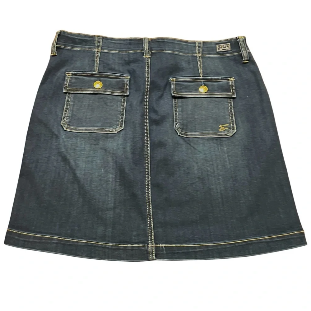 Seven7 jean utility skirt cotton twill pockets Atlantic Wash blue size 16 NWT - Picture 3 of 8
